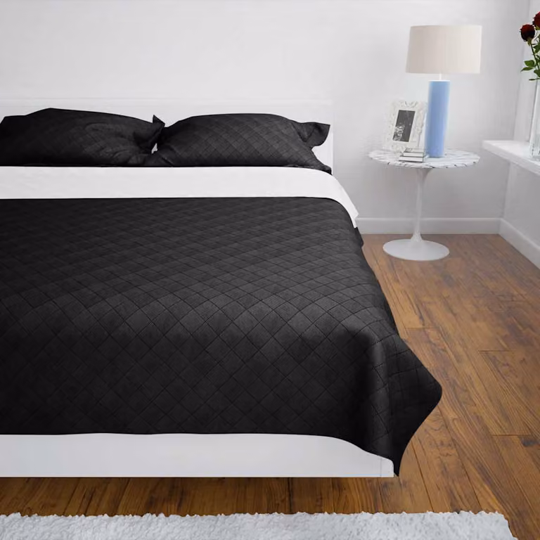 vidaXL Copriletto Reversibile Nero/Bianco 220 x 240 cm