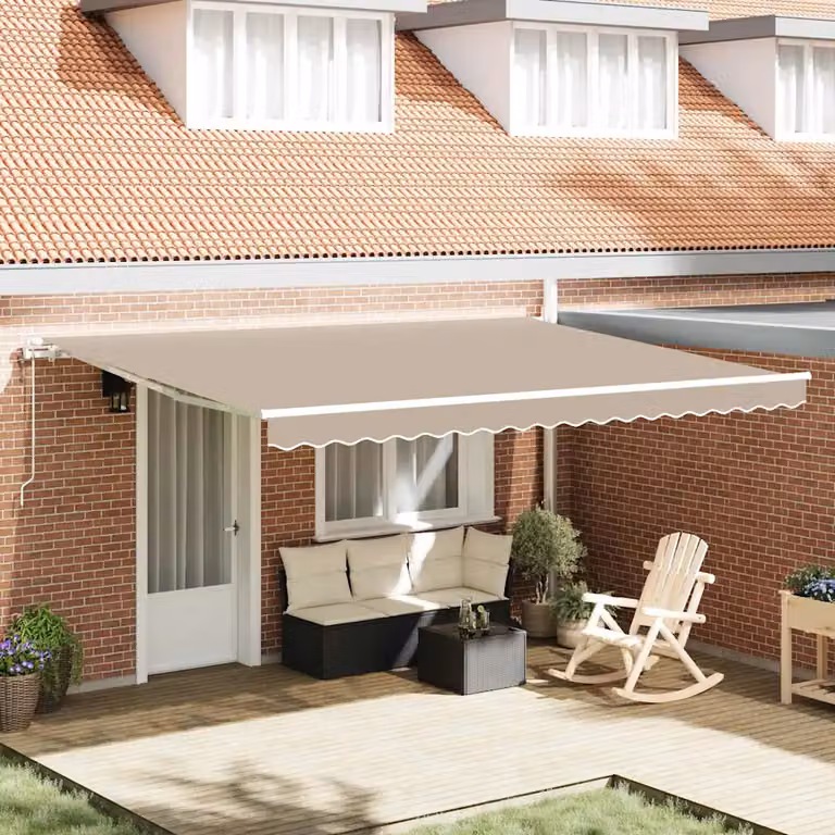 Tenda retrattile vidaXL beige con bracci pieghevoli in alluminio e tessuto in poliestere L: 450 cm, P: 350 cm