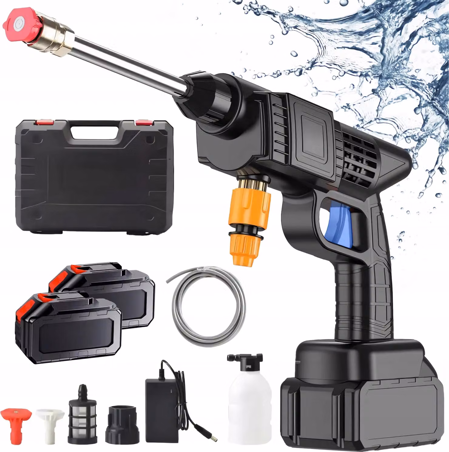 Idropulitrice A Batteria 30 Bar 2X Batterie 21V Ugello Multifunzione