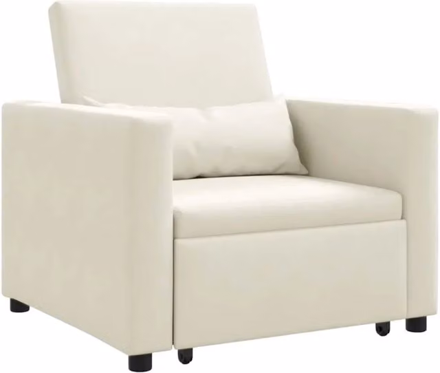 Divano letto | Sof¨¤ letto | Letto singolo estraibile singolo con ruote Crema Velluto