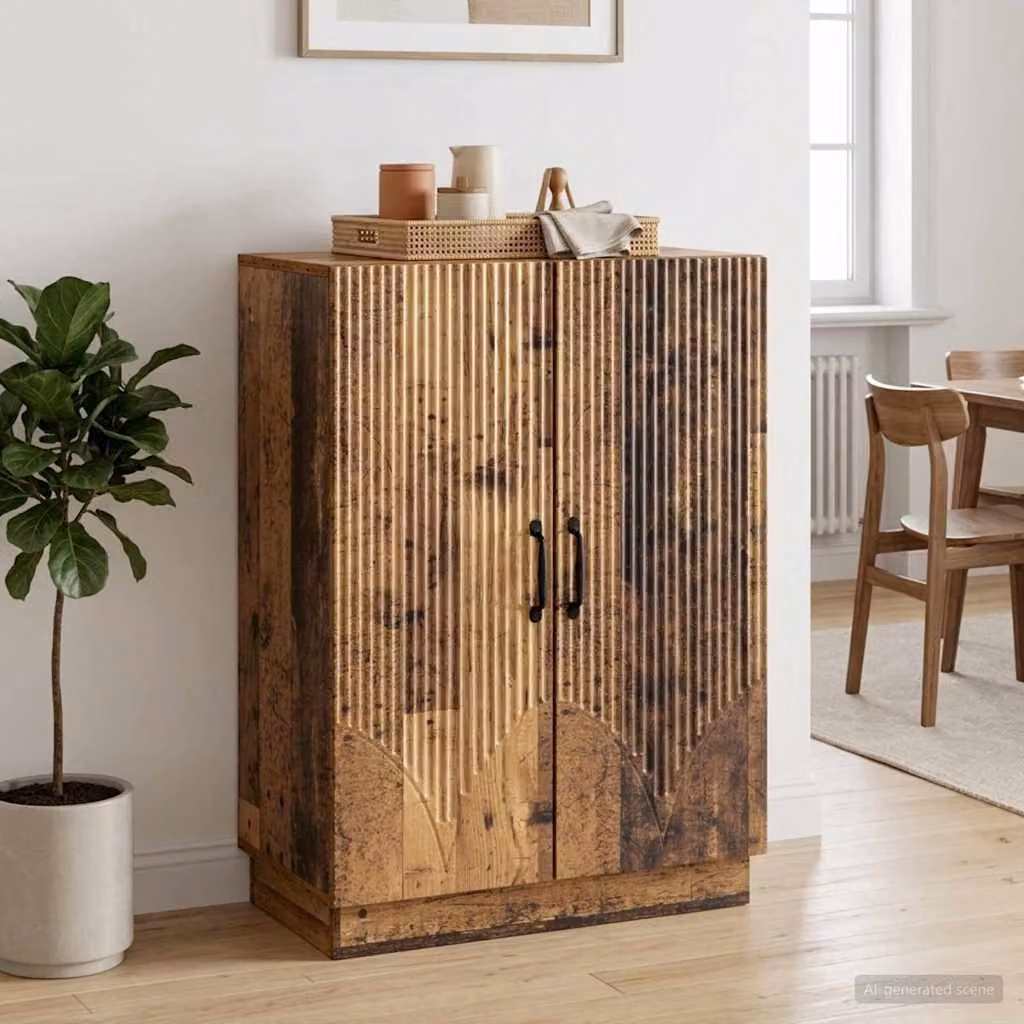 Credenza moderna vidaXL in legno ingegnerizzato e metallo, colore marrone, L 66 cm x P 34,5 cm x H 87 cm
