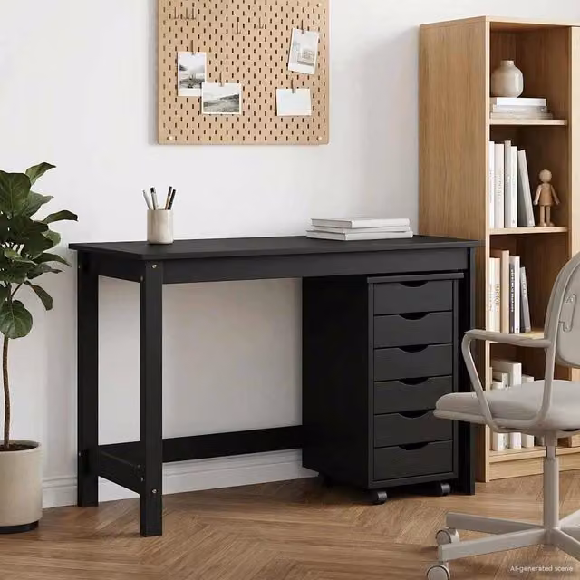 Set scrivania e mobiletto su ruote MOSS vidaXL Nero 2 pezzi – 1