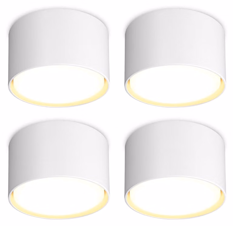 Set di 4 faretti a LED da soffitto, colore bianco, 6W, 680 lumen, 4000K, attacco GX53, 230V, alluminio