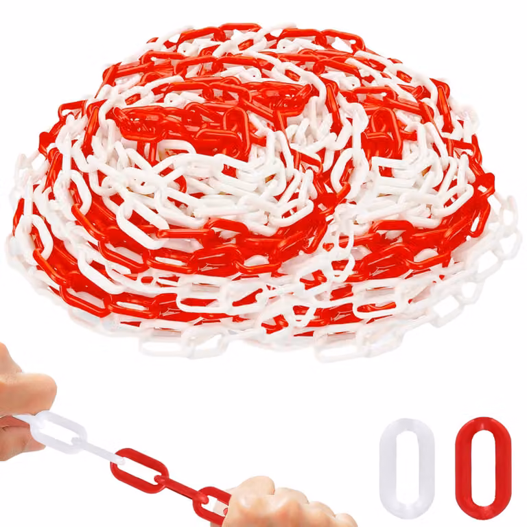 Catena di delimitazione in plastica, 25 metri, rosso e bianco, 6 mm, per ingressi