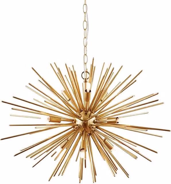 Lampadario a sospensione Sputnik ORTA Endon in ottone satinato con 9 lampadine G9, regolabile in altezza – 1