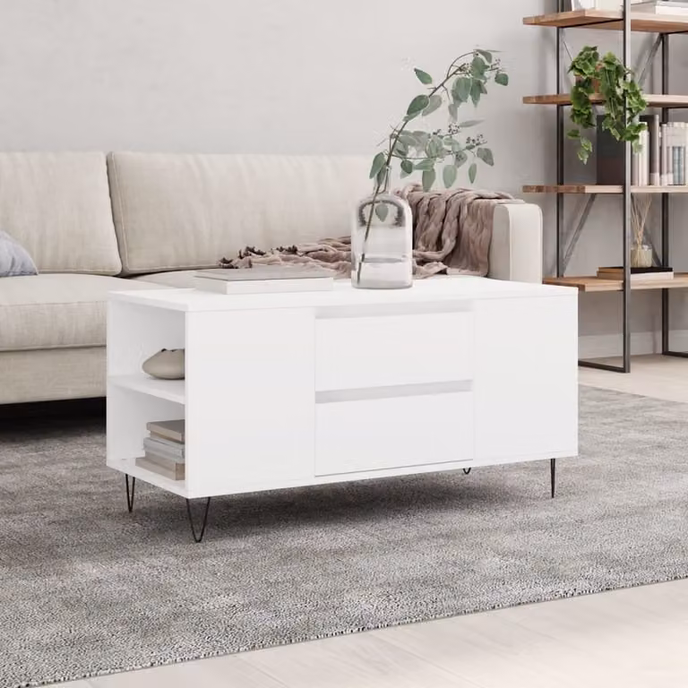 Maison Exclusive - Tavolino bianco 102x44,5x50 cm Materiale ligneo