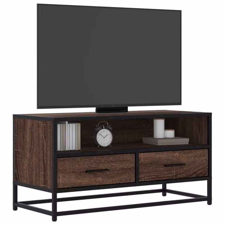 Mobile TV vidaXL in stile industriale in legno e metallo, colore marrone, L 80 cm x P 34,5 cm x H 40 cm