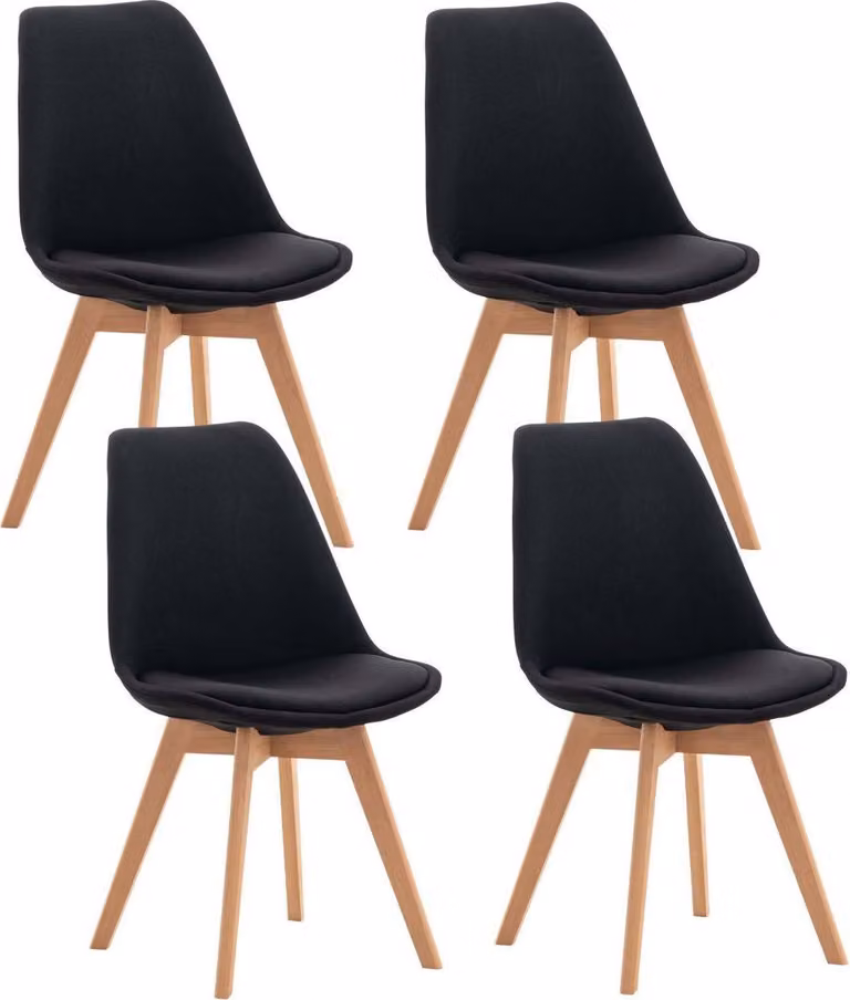 set di 4 sedie da pranzo - sedie da cucina - comode e facili da pulire | Colore: Nero | Materiale: Polvere