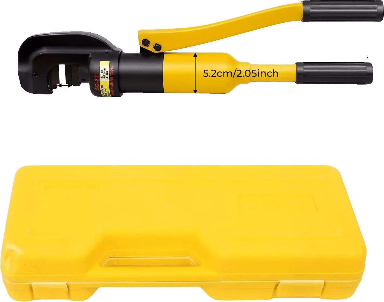 Tagliacavi, capacità di taglio di 22 mm, forza di 13 tonnellate, funzionamento idraulico manuale, struttura in acciaio resistente, design compatto