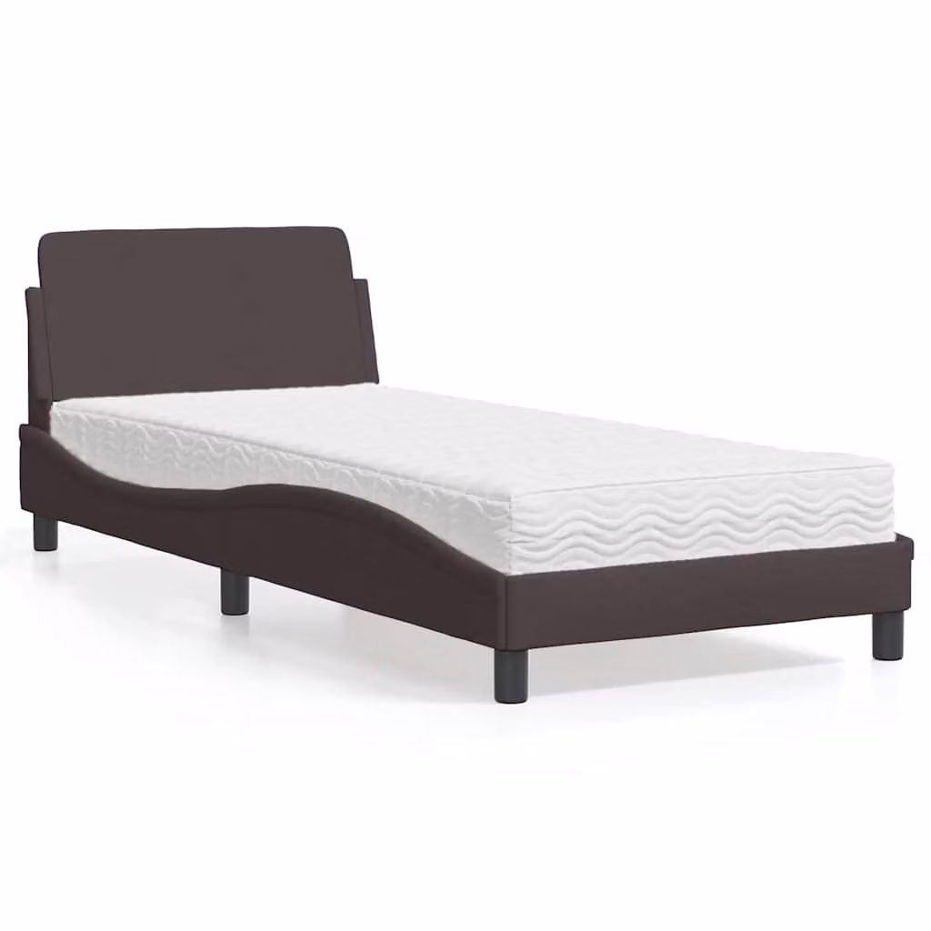 Letto con Materasso Dover vidaXL in Tessuto Marrone e Bianco 90x200 cm