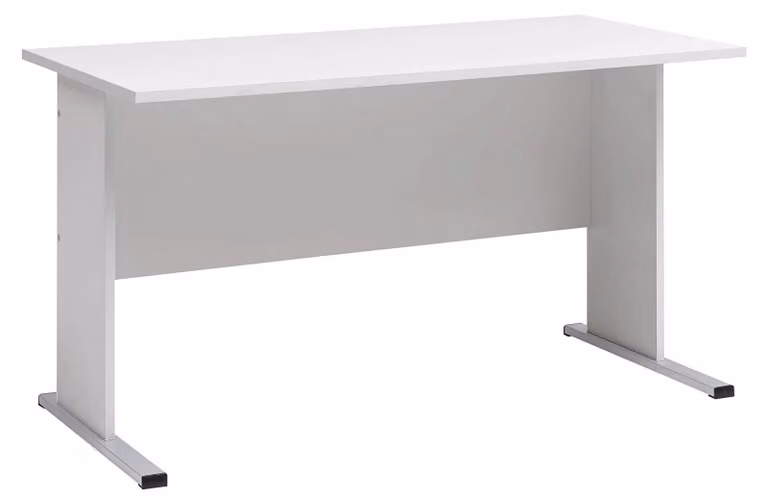 Scrivania grigio chiaro, dimensioni 140 x 65 x 74 cm, con cassetti