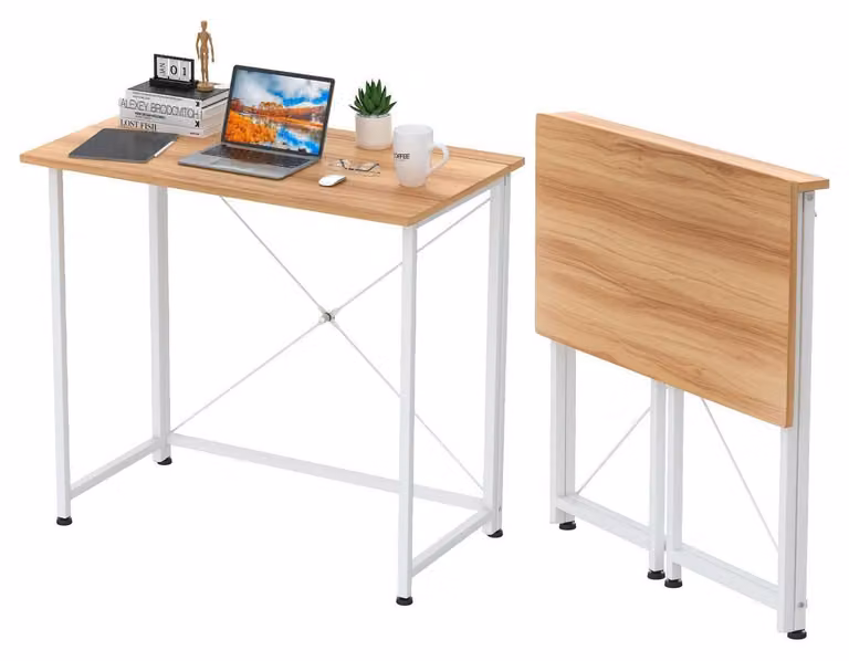 Tavolo pieghevole per computer, dimensioni 80x45x75 cm, aspetto legno, ideale per l'ufficio domestico