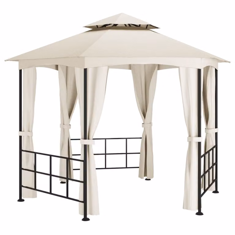 Gazebo con Pareti Laterali 3,1x2,7 m Crema