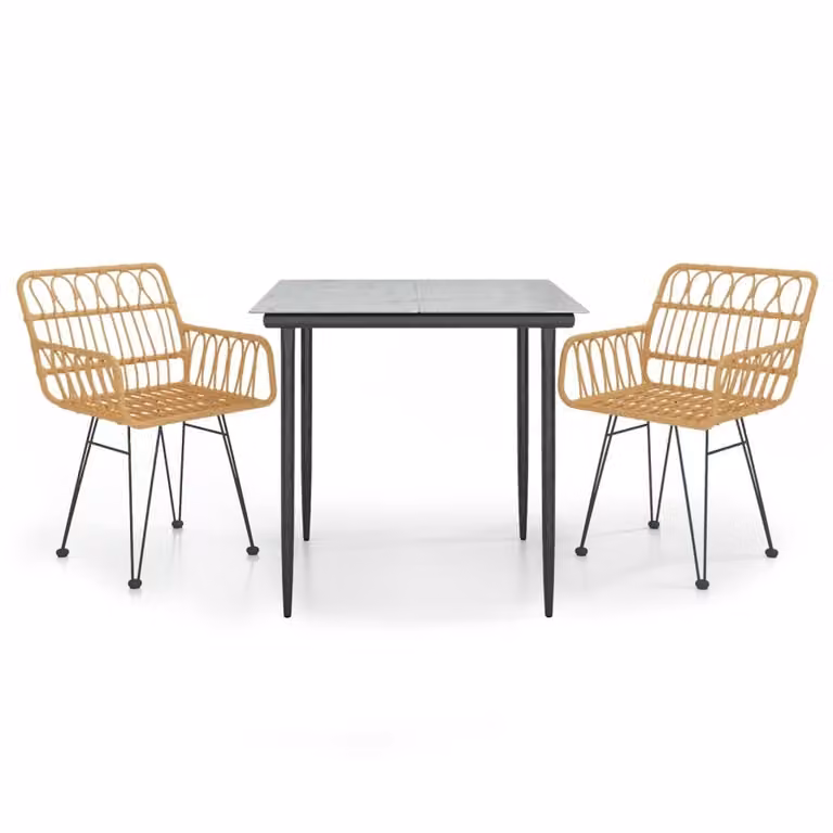 Set da Pranzo da Giardino 3 pz in Polyrattan