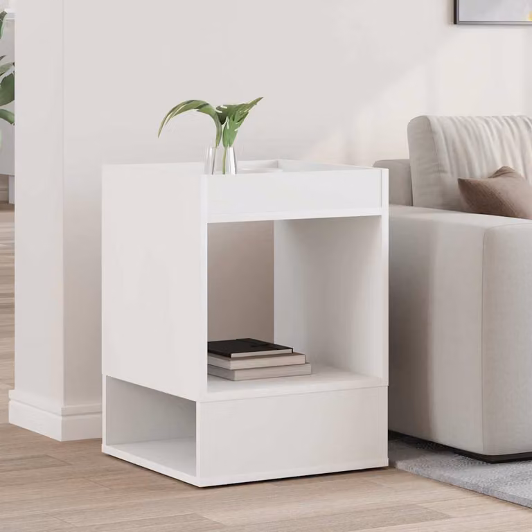Tavolino moderno vidaXL bianco in legno ingegnerizzato MDF, L/P/H: 40 x 40 x 56 cm