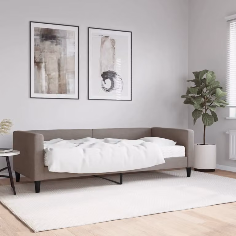 Divano Letto con Materasso vidaXL in Tessuto, Colore Grigio o Beige, Ideale per Soggiorno e Camera da Letto