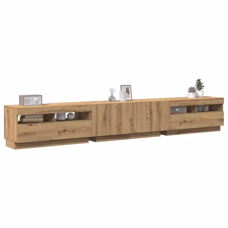 vidaXL Mobile Porta TV Moderno in Legno Marrone con Illuminazione LED Integrata L 260 cm x P 35 cm x H 40 cm