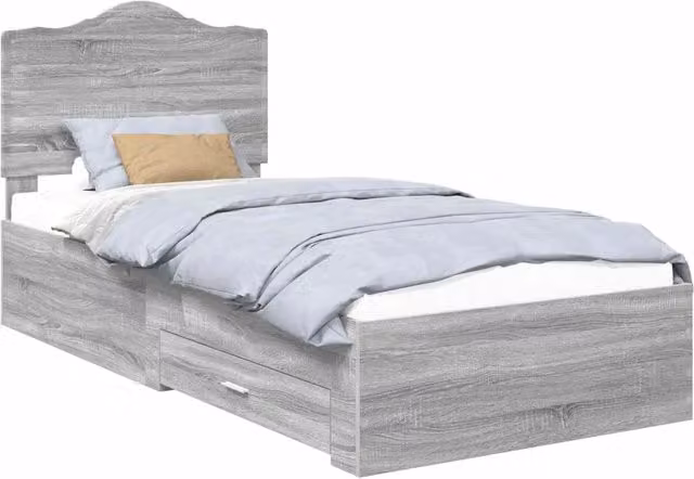 Letto singolo | Letto per adulti | Struttura del letto Grigio Sonoma 75 x 190 cm Legno multistrato