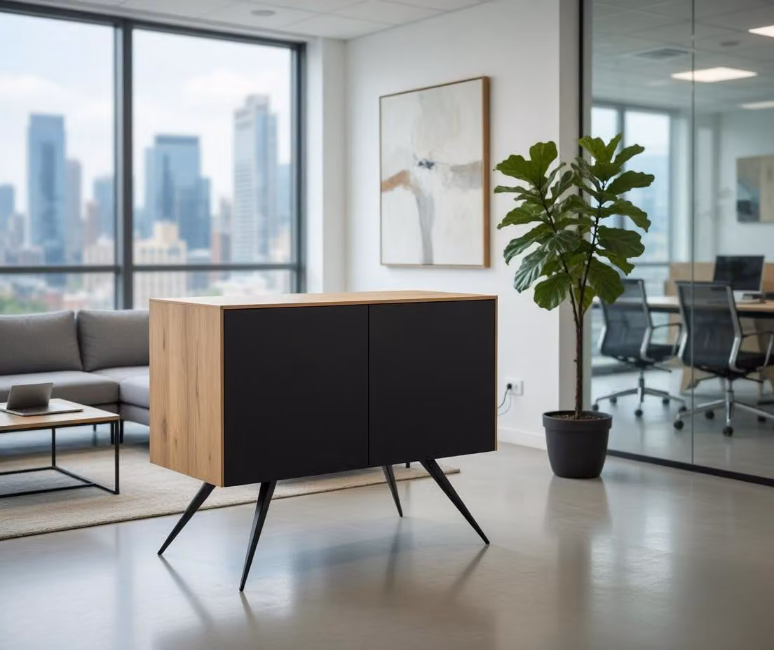 Elegante credenza in legno con ante, dal design moderno e compatto