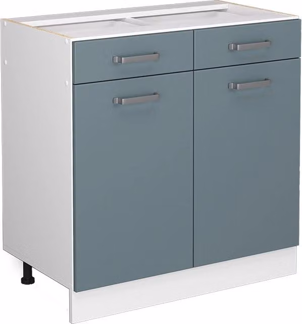 Mobiletto base per cucina Vicco R-Line Grigio-blu/Bianco, senza piano di lavoro