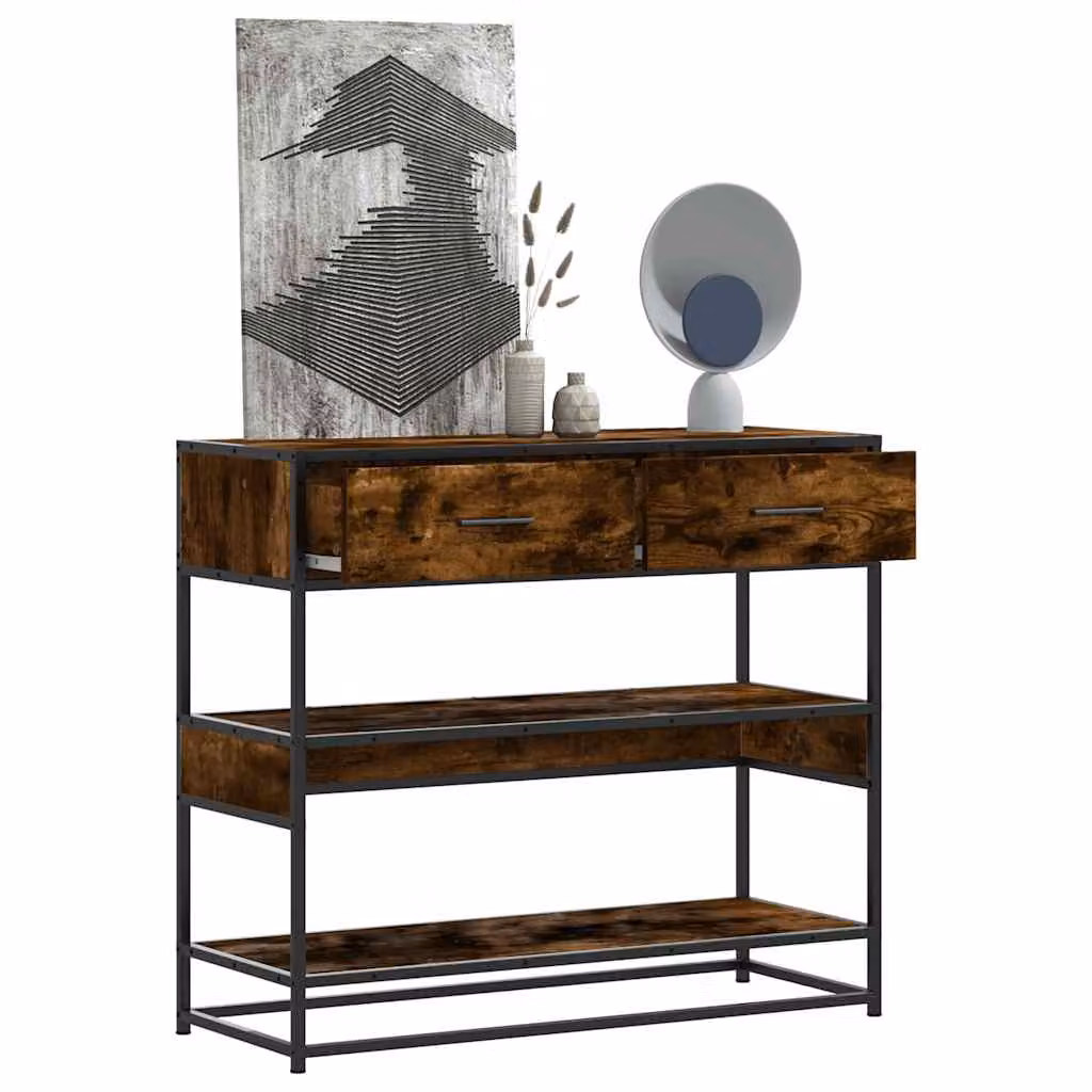 vidaXL Tavolino Consolle in Legno Rovere Fumo, L/P/H: 90 x 35 x 80 cm