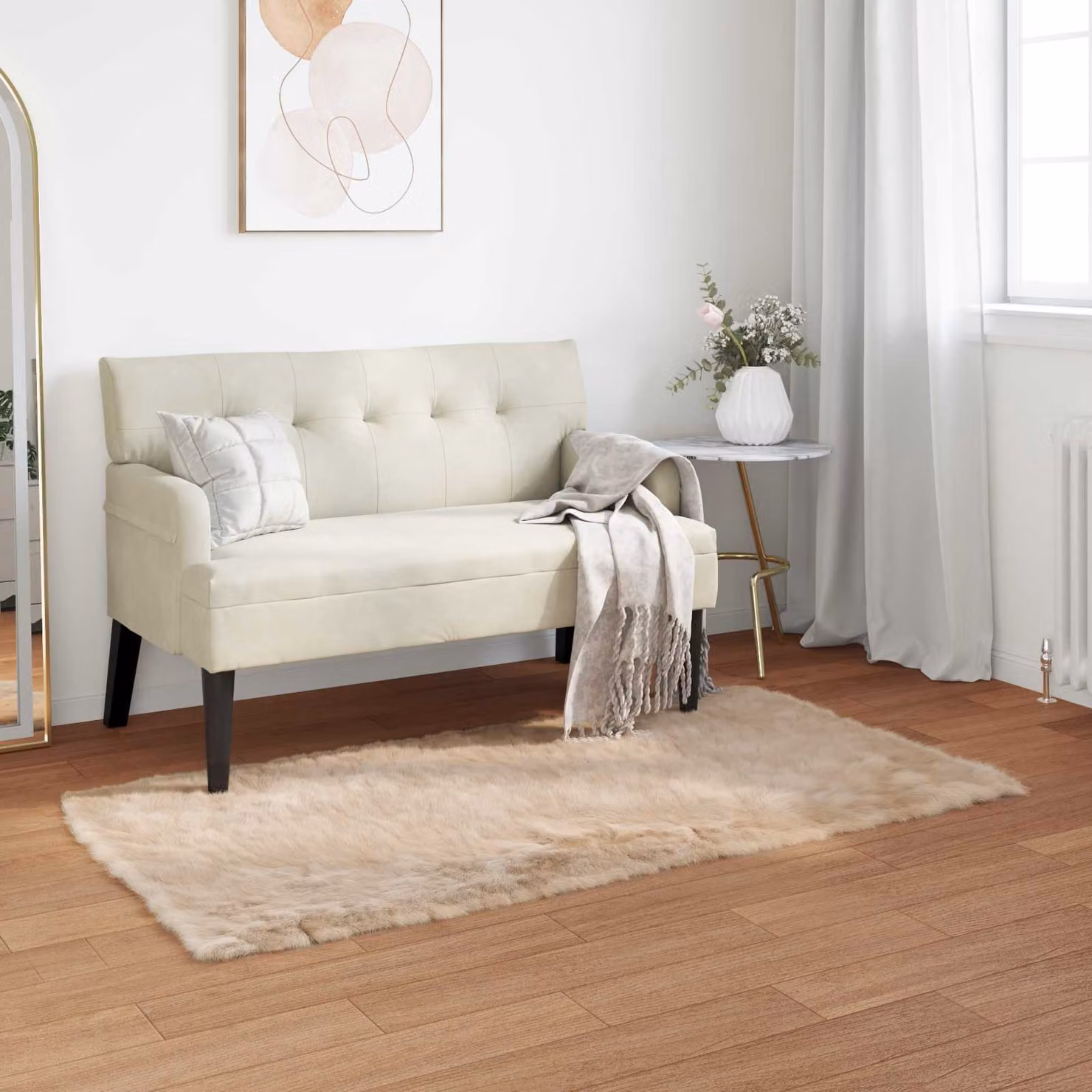 Tappeto moderno rettangolare vidaXL in poliestere beige L: 60 cm x P: 110 cm