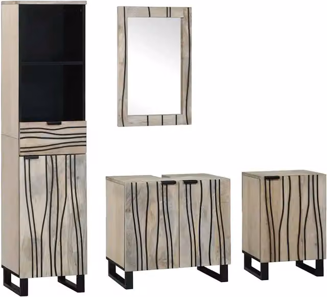 Set di mobili per il bagno 4 pz Marrone Noce 3310050