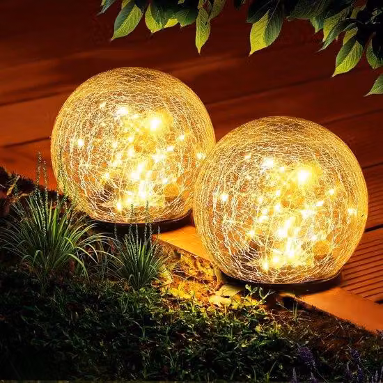 Lampada solare a sfera di vetro impermeabile, 12 cm