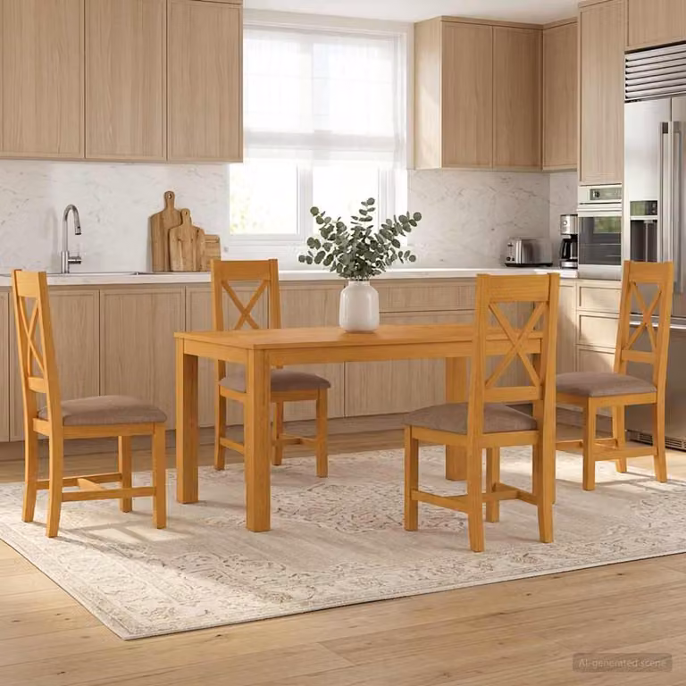Set da pranzo vidaXL in legno di quercia composto da 5 pezzi, tavolo rettangolare e sedie, Grigio e Marrone, L: 110 cm, P: 75 cm, H: 75 cm