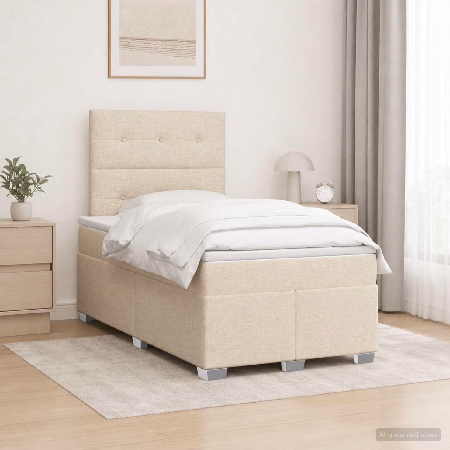 Maison Exclusive - Letto boxspring con materasso Crema 120 x 200 cm Tessuto