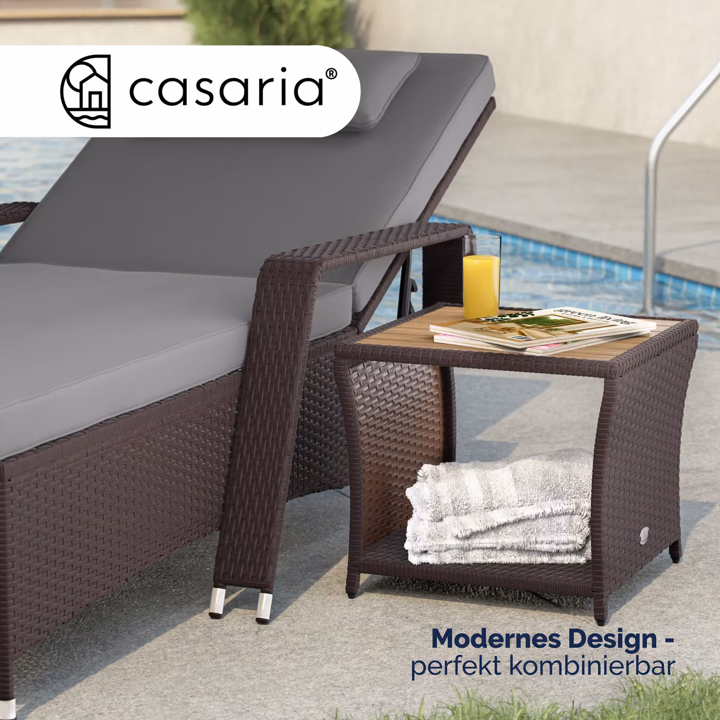 Tavolino quadrato in polyrattan marrone Casaria per giardino e terrazzo L/P/H: 45 x 45 x 40 cm – 2