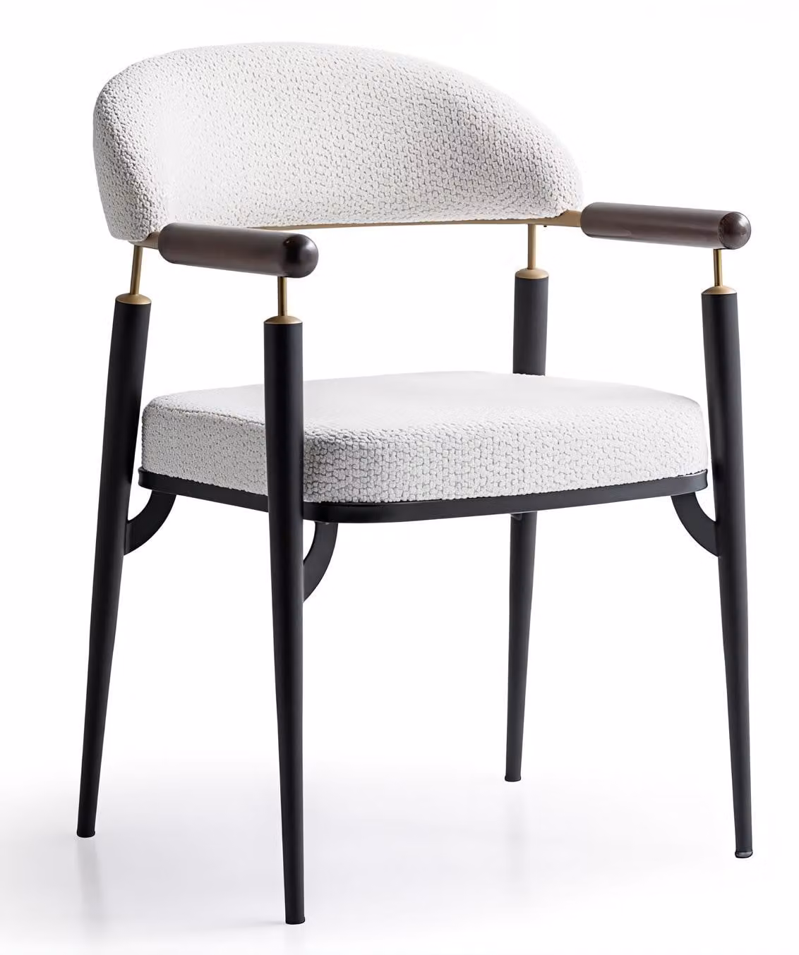 Sedia moderna, bianca e nera, dal design elegante, ideale per la sala da pranzo. Sedia con braccioli