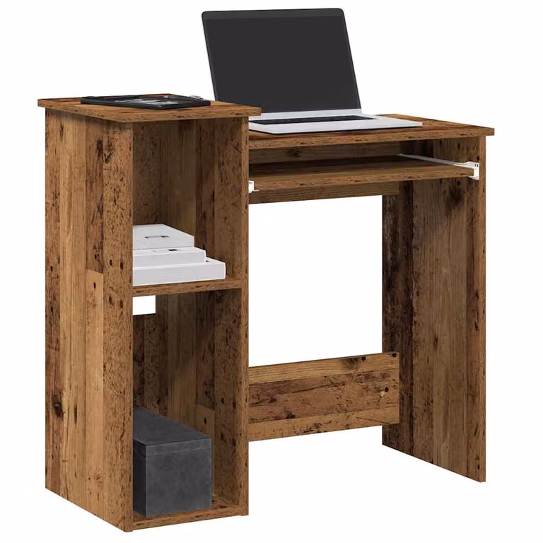 Scrivania con mensole vidaXL in stile industriale, colore marrone, L 84 cm x P 40 cm x H 78 cm