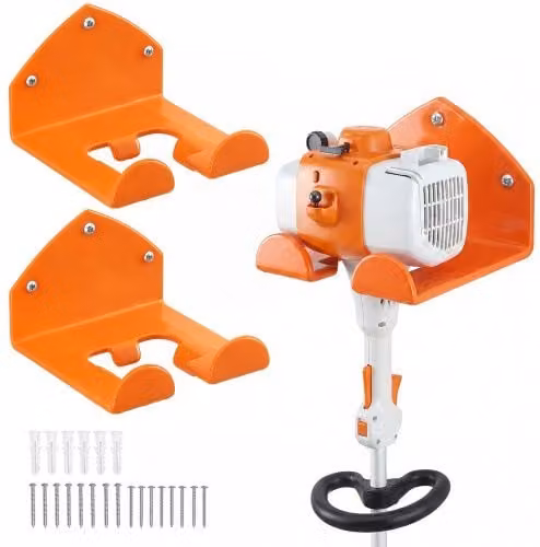 Set da 2 pezzi di supporti da parete VEVOR in acciaio smaltato arancione per decespugliatore e attrezzi da giardino con portata 82 kg