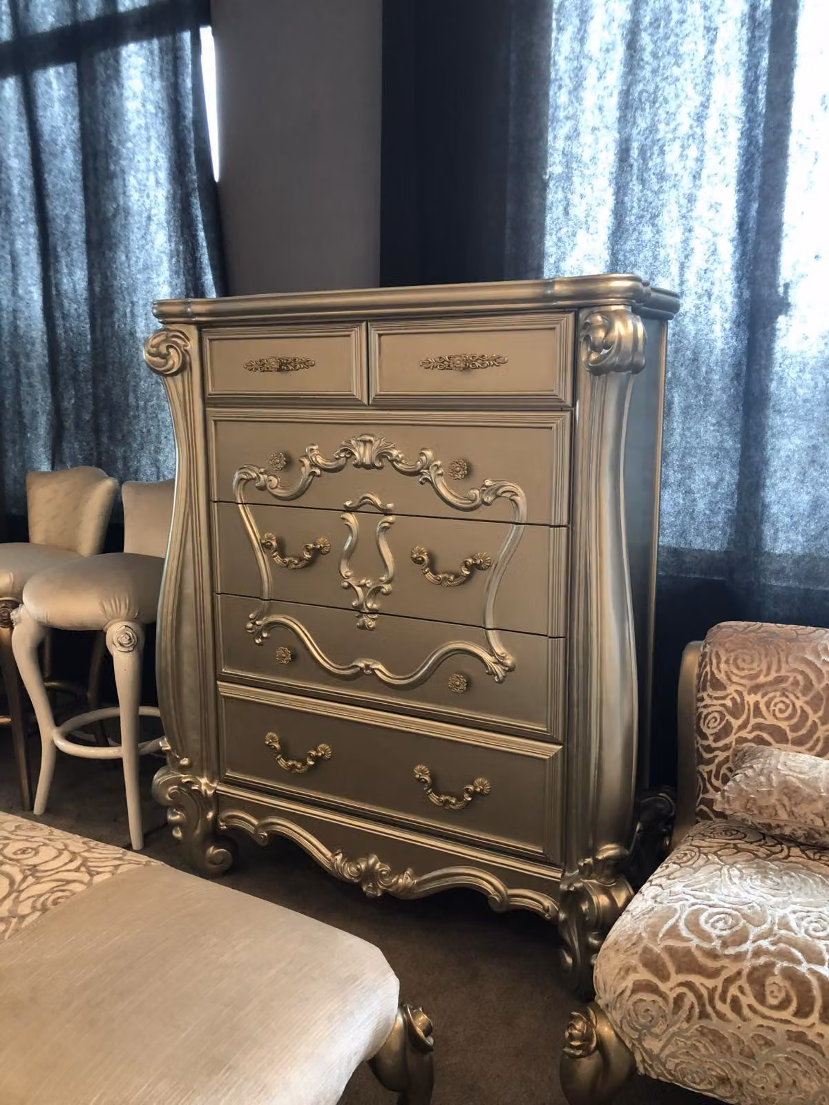 Klassische Barock Antik Stil Kommode Sideboard Kommoden Echt Holz Schrank