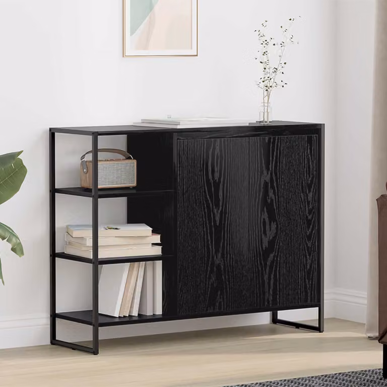 Mobile laterale vidaXL in stile industriale, Rovere Nero, L 96.5 x P 30 x H 75 cm
