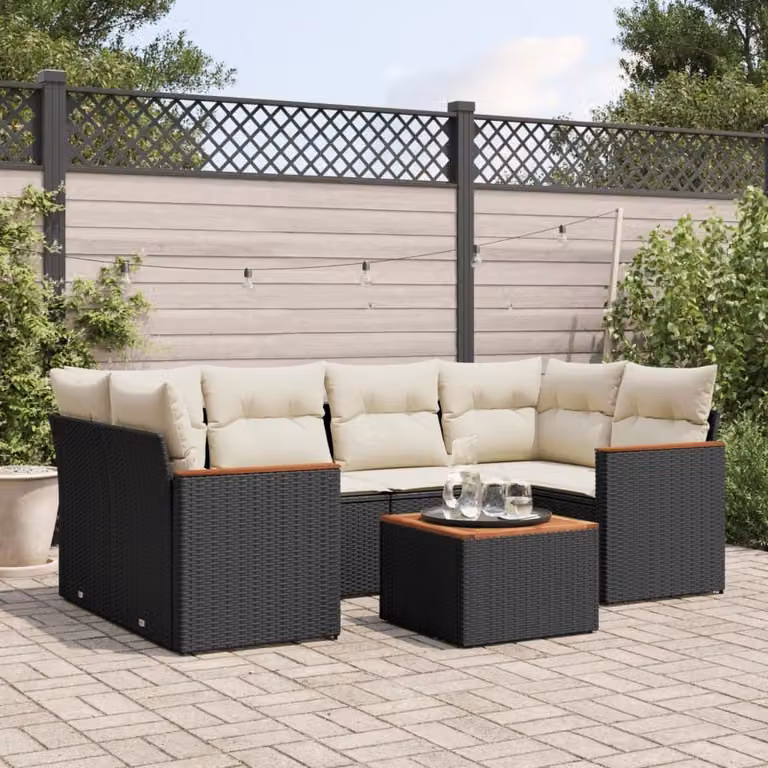 Maison Exclusive - Set Divani da Giardino con Cuscini 7pz Nero Polyrattan