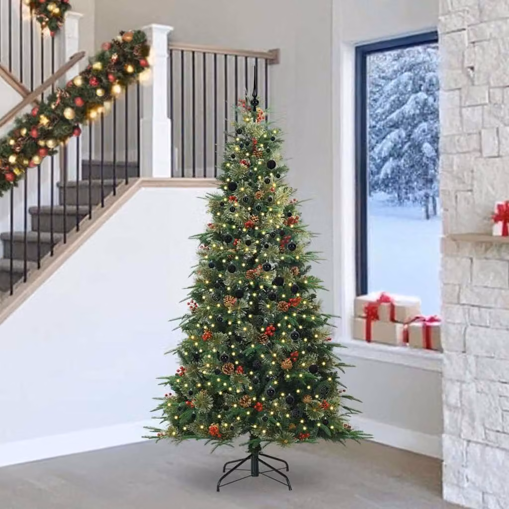 Maison Exclusive - Albero di Natale artificiale pieghevole, verde, 240 cm, realizzato in PE e PVC