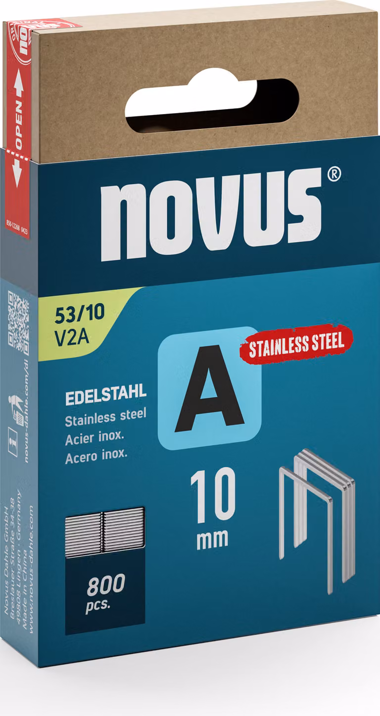 Graffetta Novus con filo sottile A 53/10mm V2A in acciaio inox (800 pezzi)