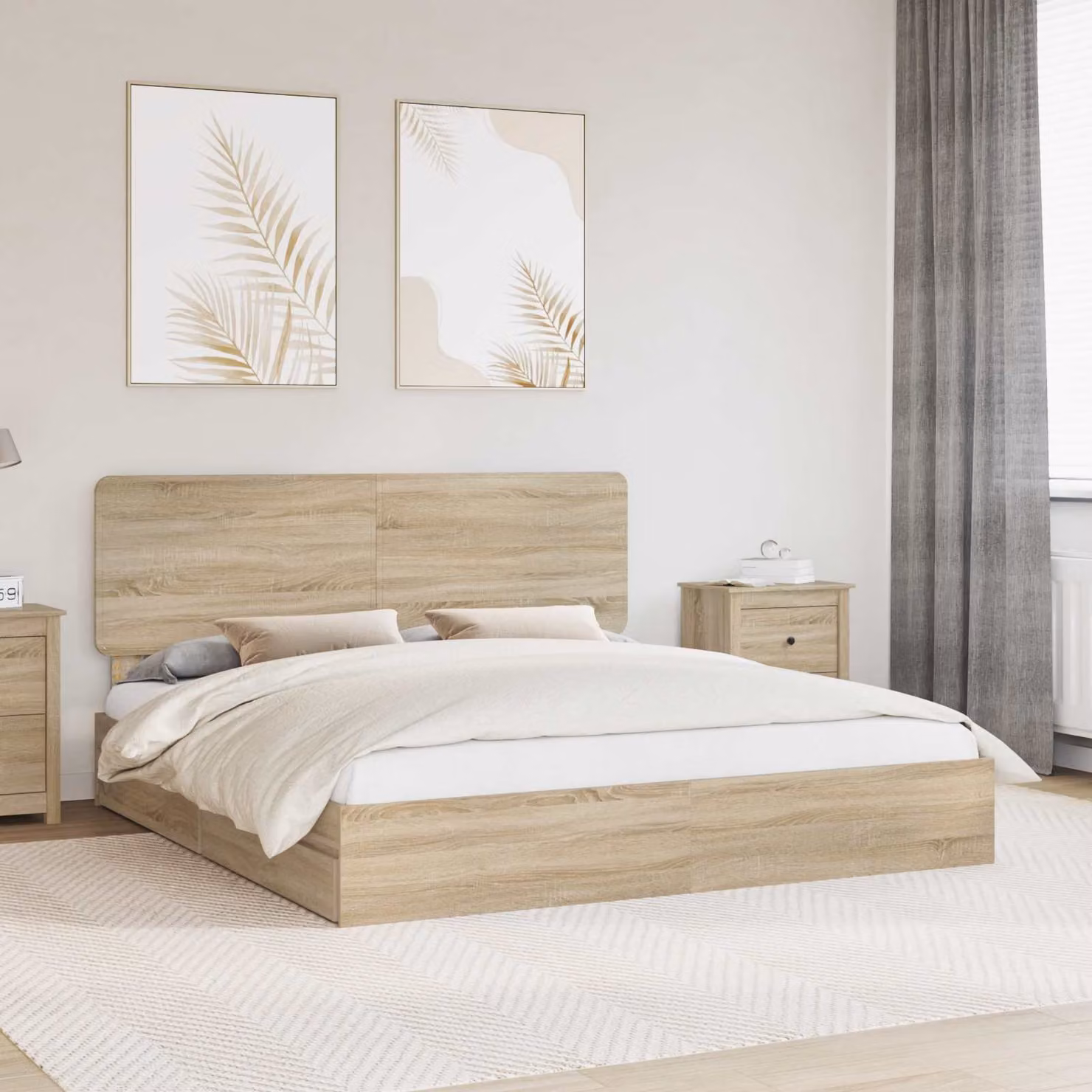 vidaXL Letto con Contenitore e Cassetto in Rovere Sonoma Marrone L/P/H: 180 x 200 x 100 cm