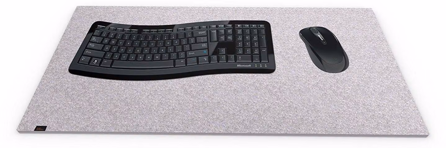 Omgoods - Tappetino da scrivania in feltro di design - XXL, grigio melange, per un comfort ottimale