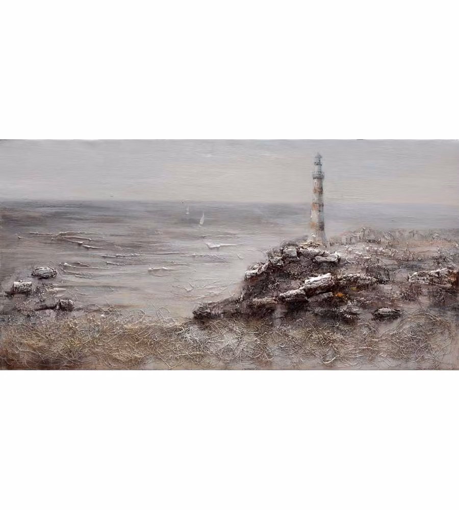 Quadro Dipinto a Mano su Tela Faro II 120x60 cm Vari Colori
