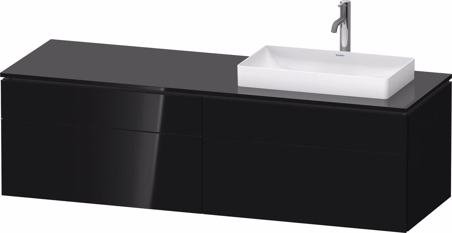 Duravit L-Cube Meuble sous-lavabo en console suspendu, avec plan de toilette en console, 4 tiroirs, vasque à droite, 1620x482x550mm, LC4871R40400000, LC4871R40400000