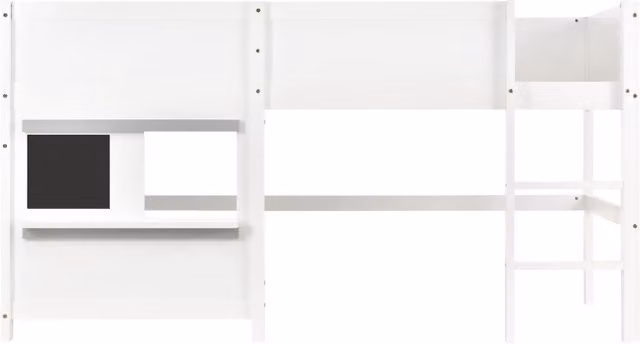 Letto a castello per bambini in legno di pino bianco 90x200 cm con lavagna e ripiano