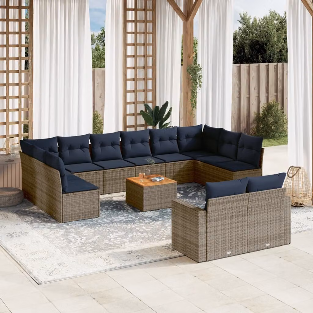 Maison Exclusive - Set Divani da Giardino 13 pz con Cuscini Grigio in Polyrattan