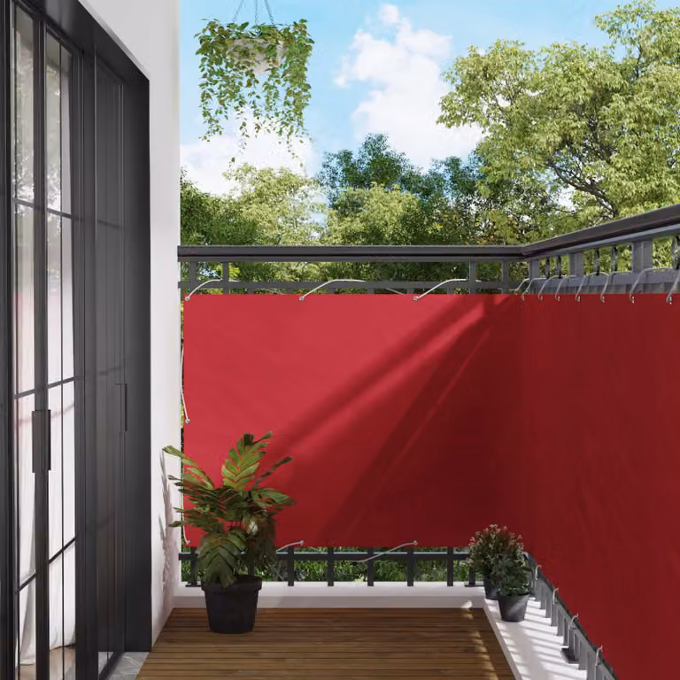 Schermo da balcone rettangolare vidaXL in tessuto Oxford rosso, L: 800 cm, H: 110 cm
