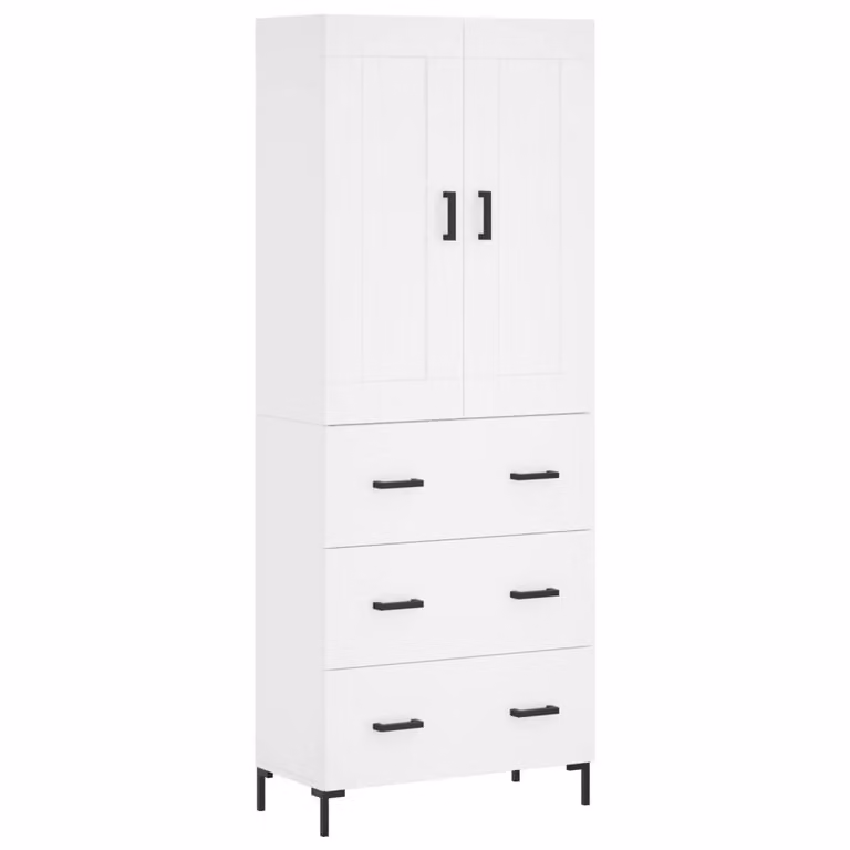 Credenza Bianca 69,5x34x180 cm in Legno Multistrato