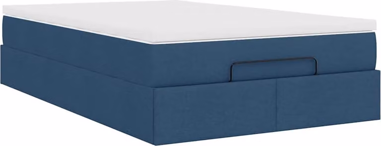 Struttura Letto Pouf con Materasso Blu 120x190 cm in Tessuto