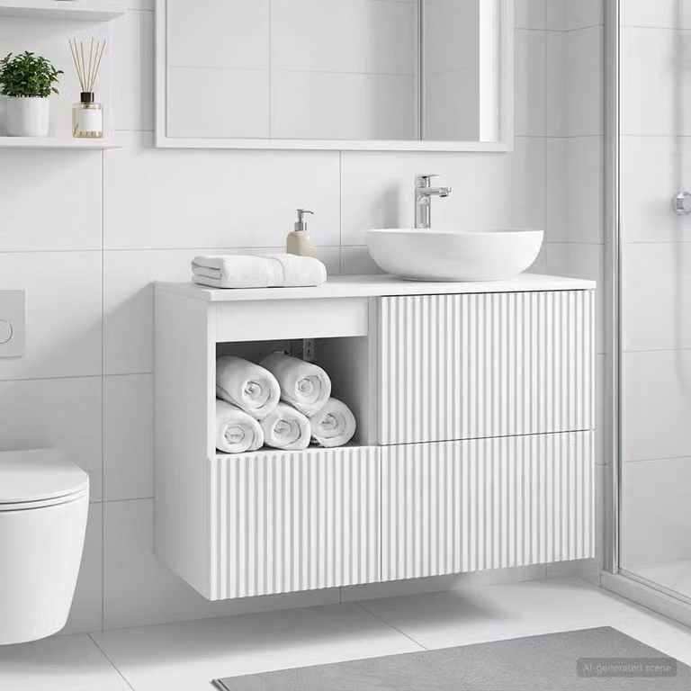 Mobile da bagno vidaXL bianco lucido con ante a battente e ripiani interni L: 30 cm, P: 35 cm, H: 50 cm