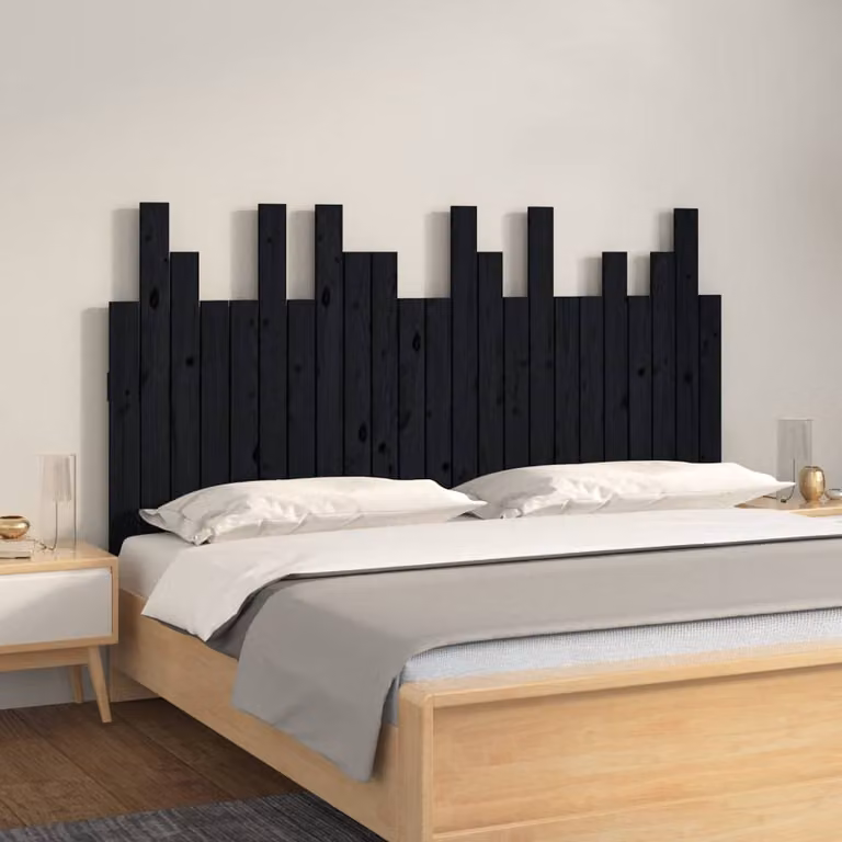 Testiera da parete vidaXL in legno massello di pino nero L: 146,5 cm, P: 3 cm, H: 80 cm